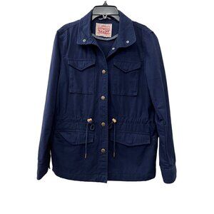 Levi’s Size XS Button Up Waist Tie Utility Field Jacket Navy 100% Cotton